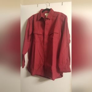 L L Bean Shirt Redwine Chamois Cloth Shirt Sz M Reg